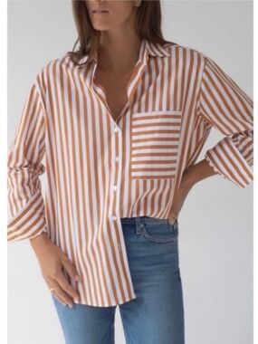 AYR Apertif Orange Striped Deep End Button Down Shirt Small
